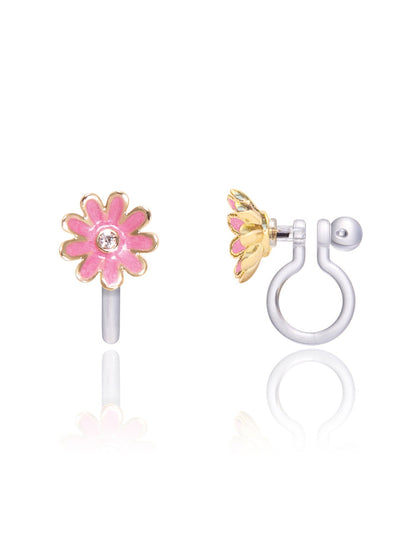 Boucles D'oreilles - Clip - Fleurs Roses