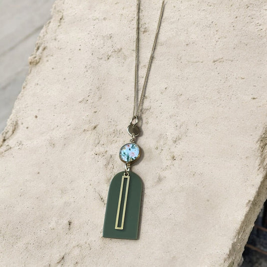 Collier - Fleuri Kaki