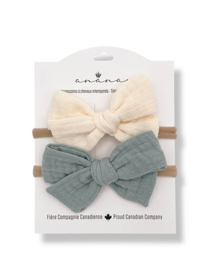 Bandeau En Mousseline - Beige & Bleu