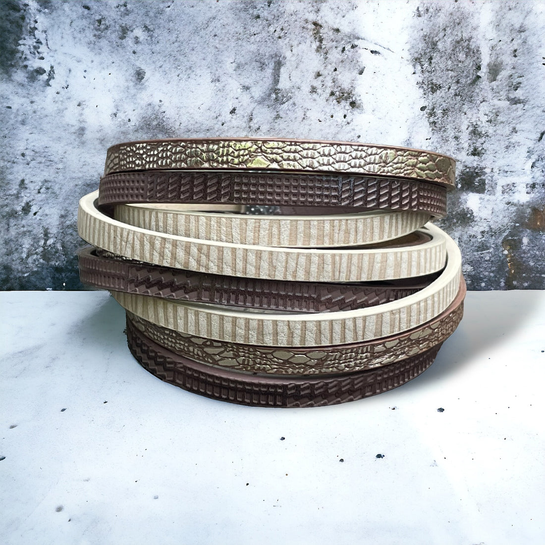 Bracelet Cuir - Beige & Brun