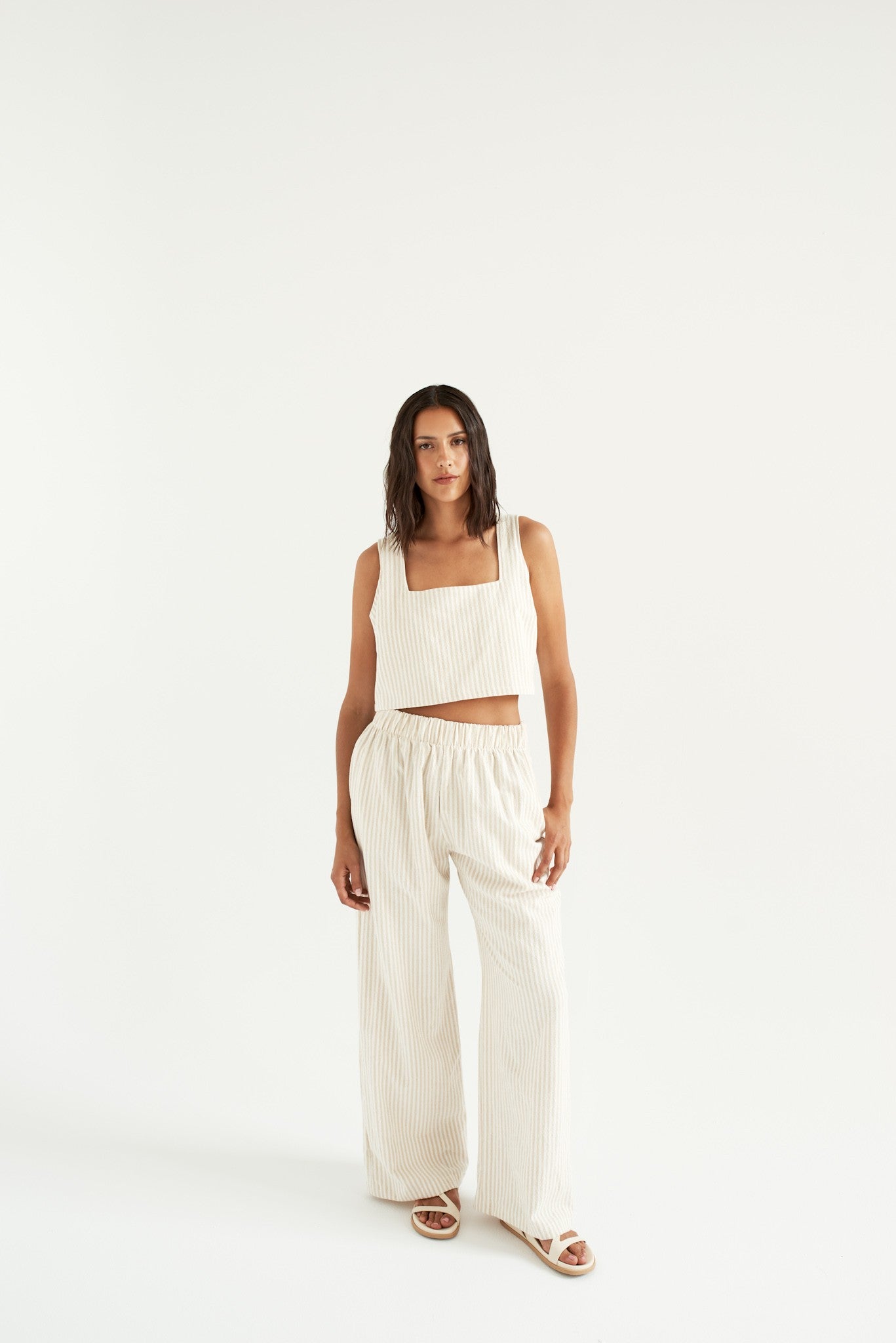 Pantalon - Cléo - Beige Rayé