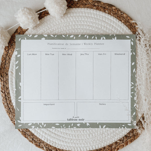 Planificateur De Semaine - Feuillage