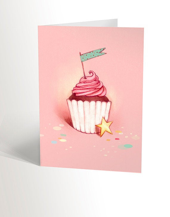 Carte De Souhait - Rose Cupcake