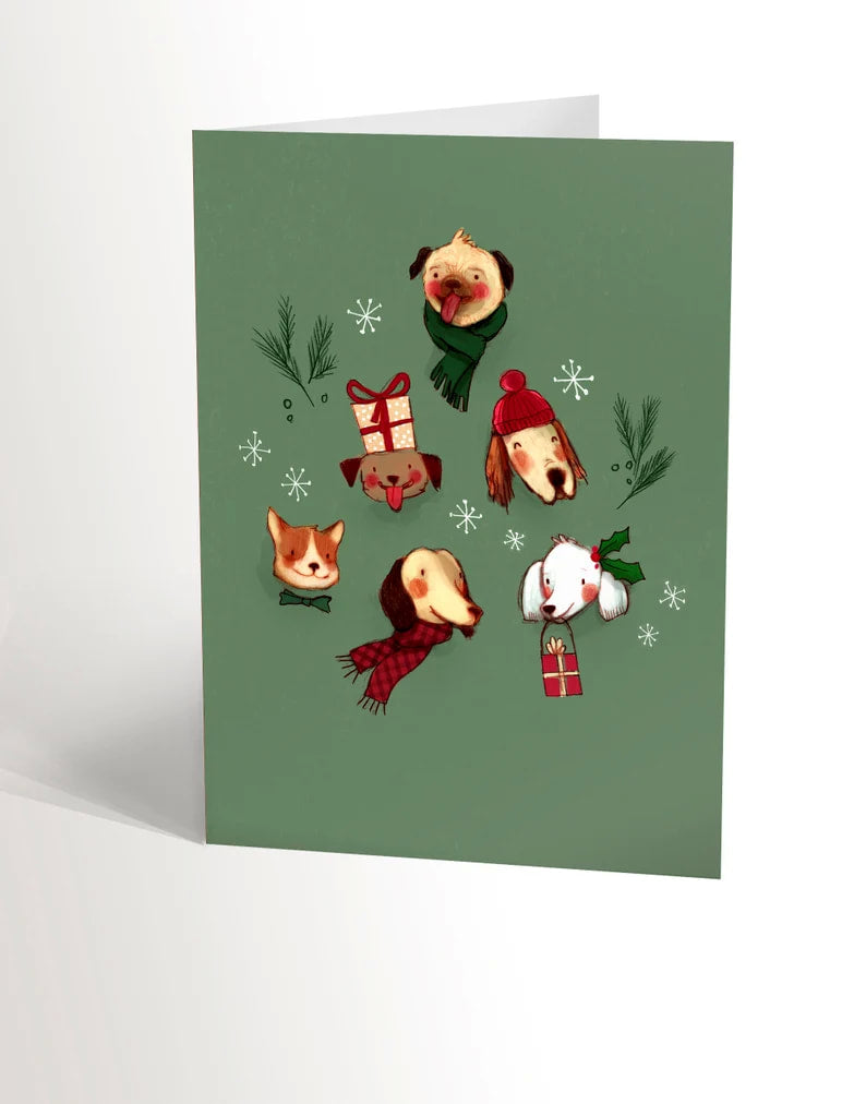 Carte De Noël - Sapin De Chiens