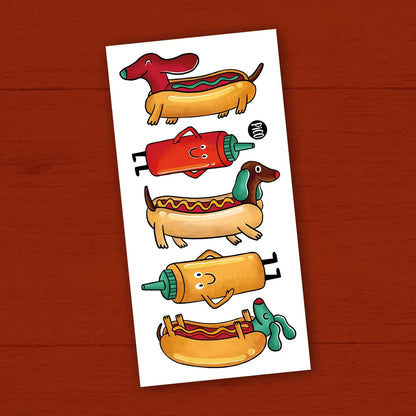 Tatouages Temporaires - Ketchup Le Chien Saucisse