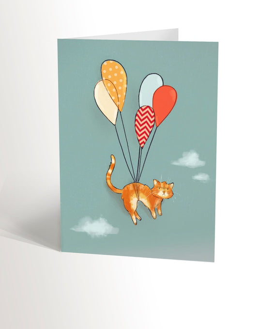 Carte De Souhait - Chat Volant