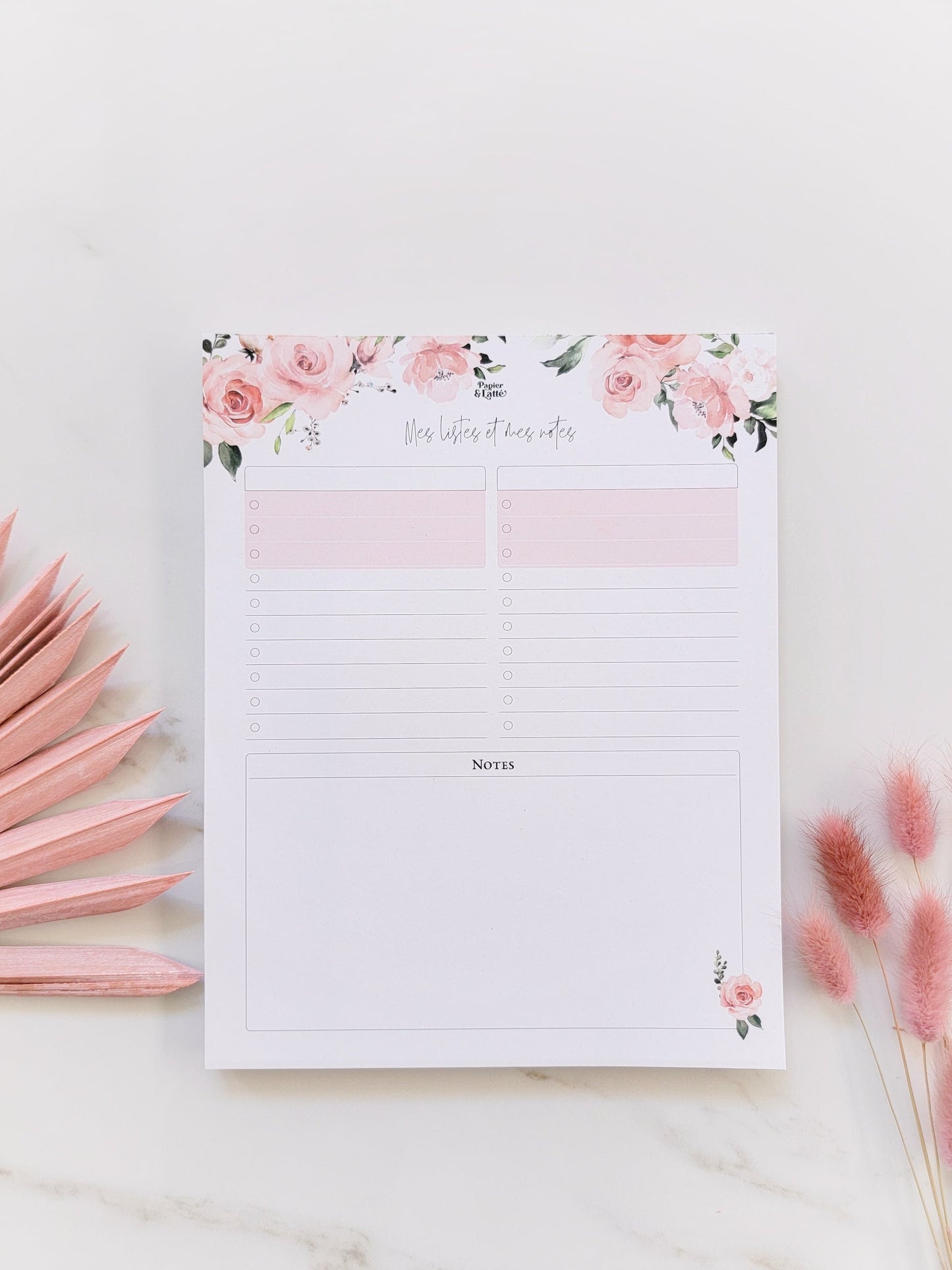 Pad De Notes - Grand - Fleurs Roses