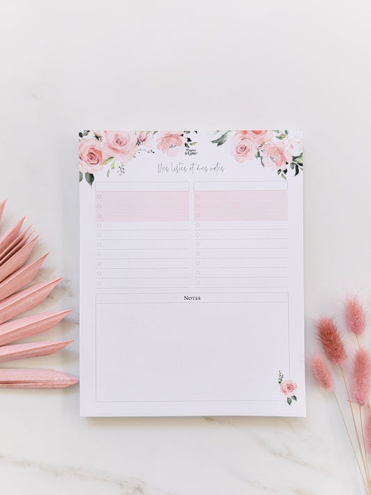 Pad De Notes - Grand - Fleurs Roses