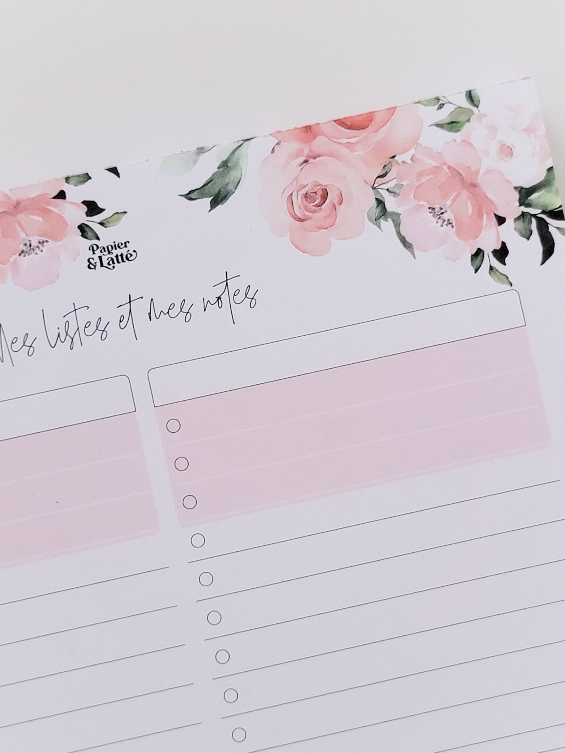 Pad De Notes - Grand - Fleurs Roses