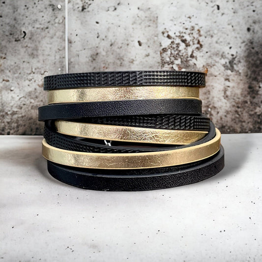 Bracelet Cuir - Noir & Or